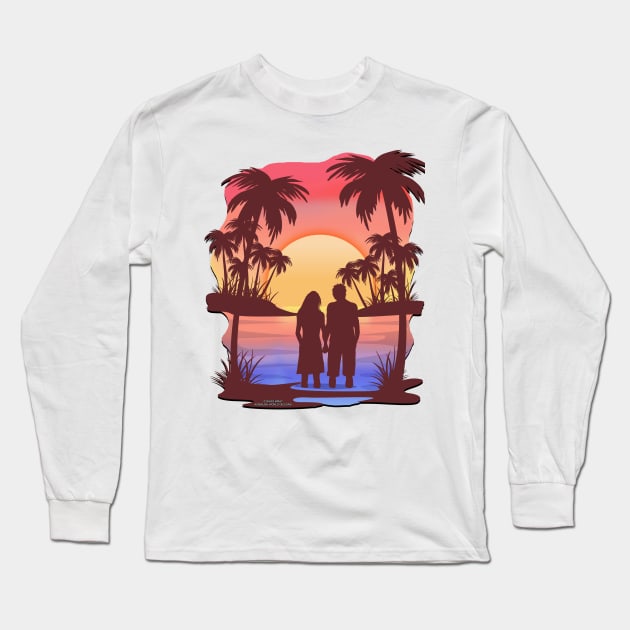 Couple In Love On The Beach Valentine's Day Novelty Gift Long Sleeve T-Shirt by Airbrush World